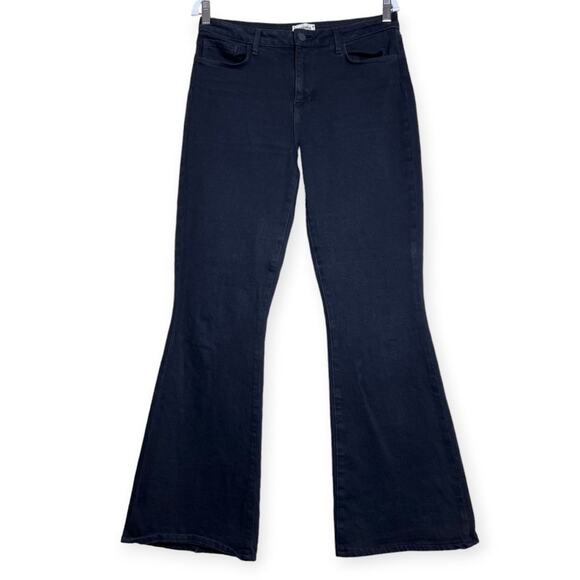 L'AGENCE High-Rise Flare Black Bell Bottom Jeans SIZE 30 Noir Black Stretch - Picture 1 of 8